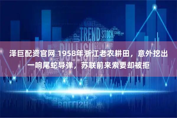 泽巨配资官网 1958年浙江老农耕田，意外挖出一响尾蛇导弹，苏联前来索要却被拒